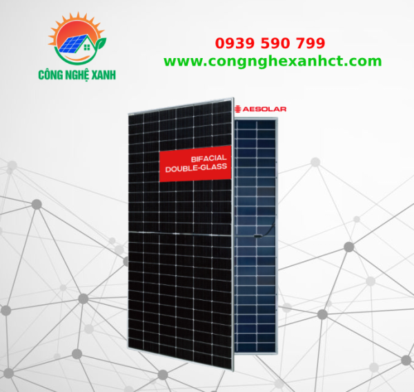 Tấm Pin Năng Lượng Mặt Trời AE Solar 580-600WP 2 Mặt Kính